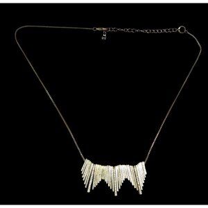 Elegant Glam Staggered Metal Fringe Necklace With Rhinestone Accents